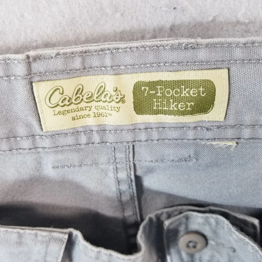 Cabela's 7 pocket cargo hiking pants men's 34x34 gray outdoor adventure